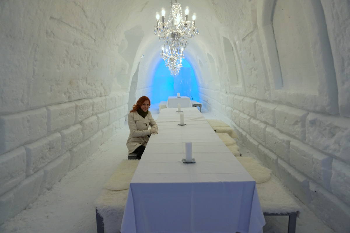 Enjoying ice restaurant in Rovaniemi