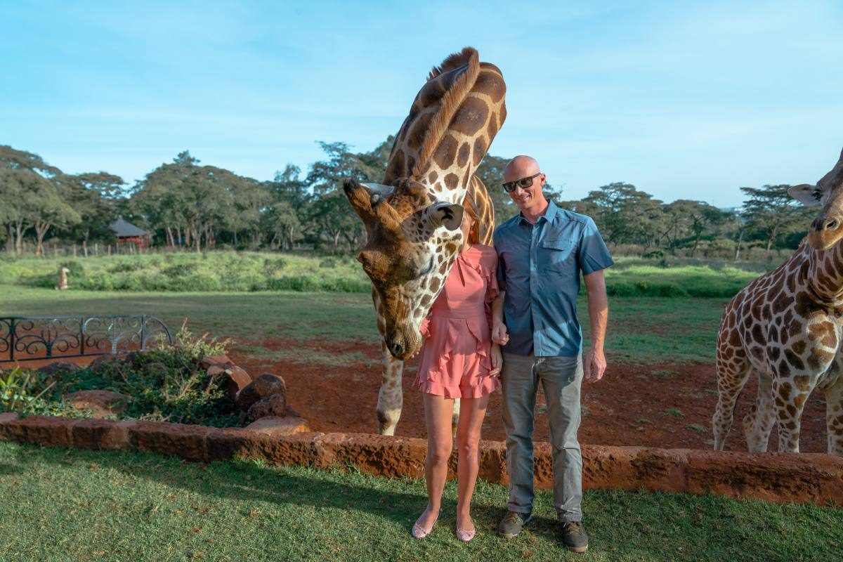 giraffe photobomb