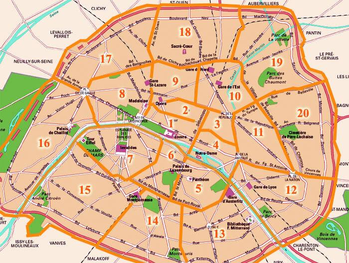 Paris Arrondissement map
