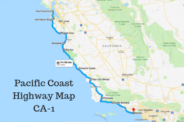 Ultimate Pacific Coast Highway California Road Trip Itinerary Anna   Pacific Coast Highway Map 600x400 