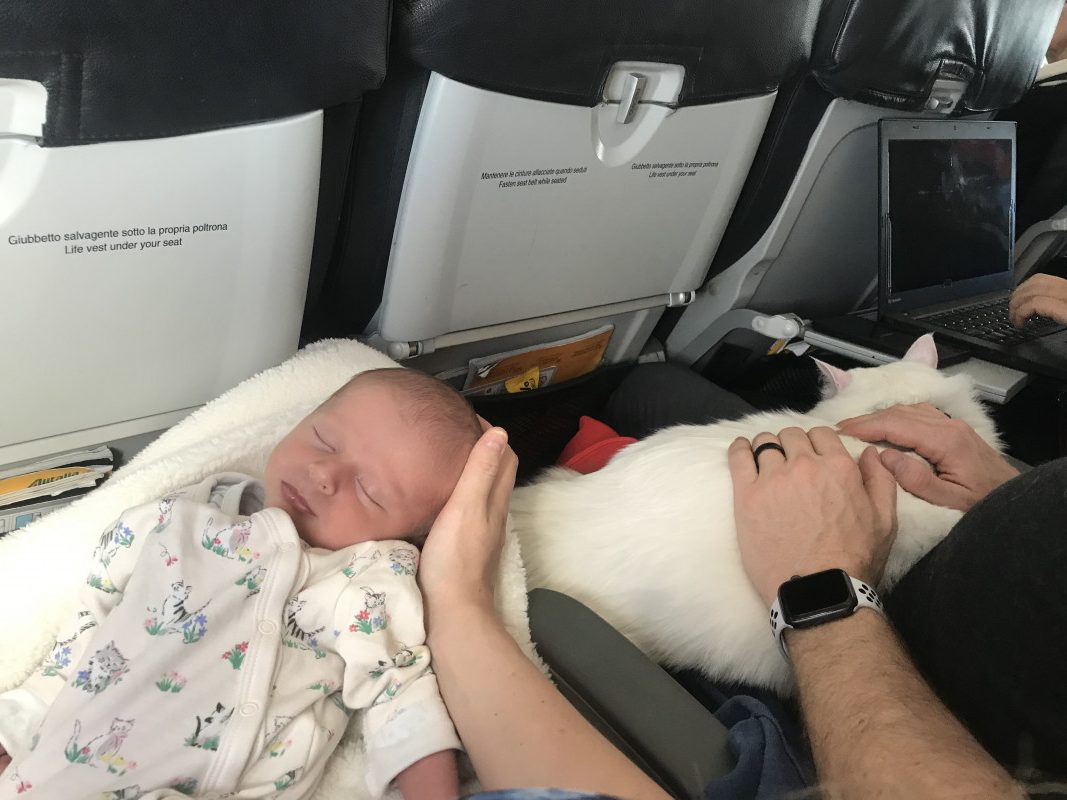 flying with a 2 week old baby