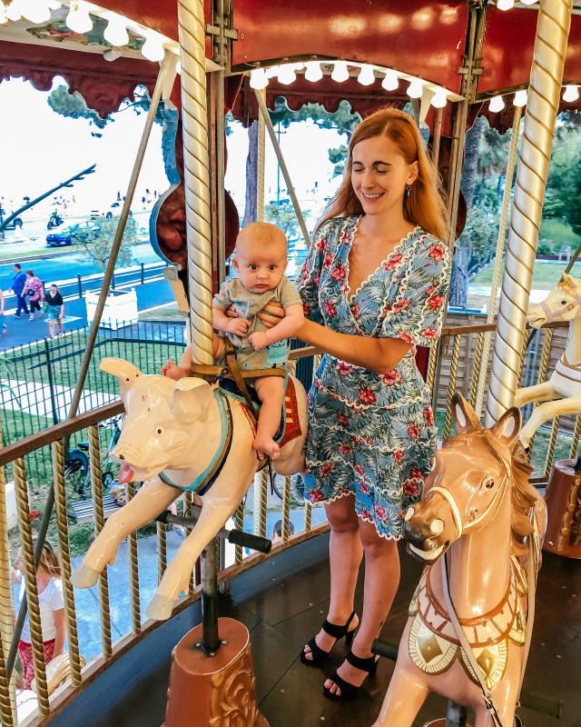 baby on a carousel Nice France