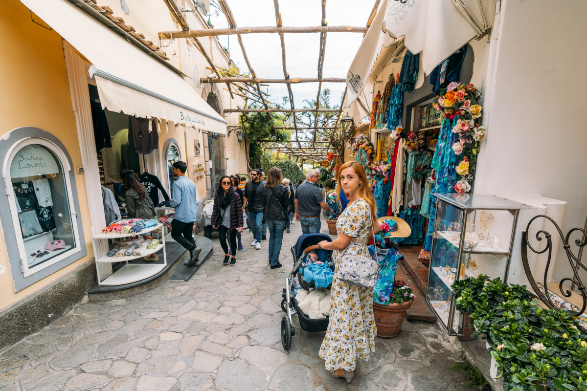 Positano with a stroller