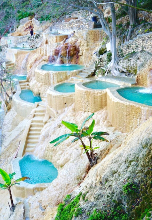 Staircase pools etched into limestone, a testament to the unique places in Mexico for rejuvenating escapes.
