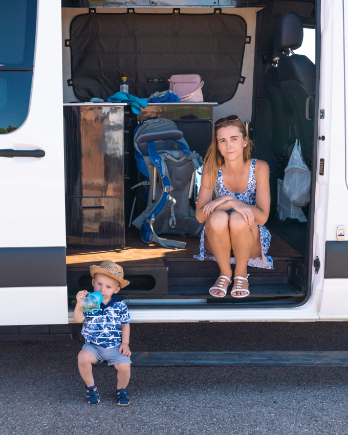 Digital nomad family in a van