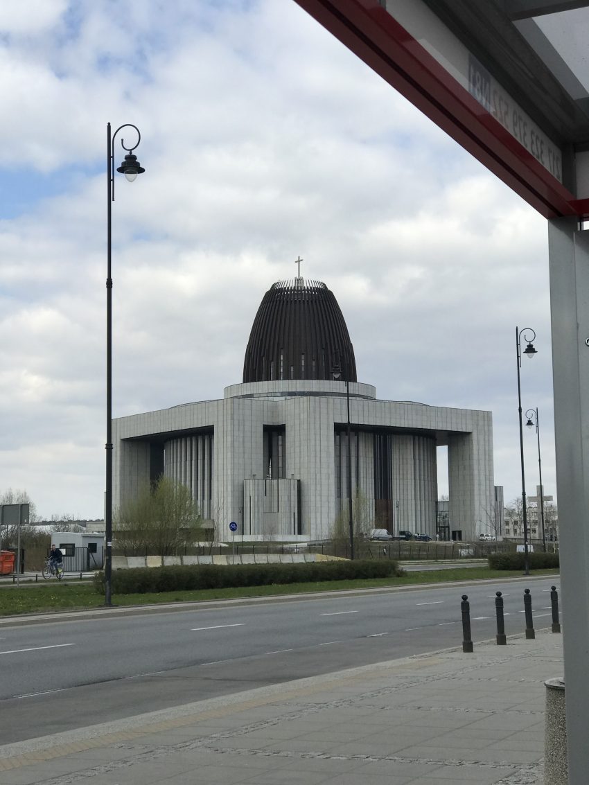 Striking architecture of the Temple of Divine Providence in Warsaw, a modern megachurch and religious landmark for those living in Poland.
