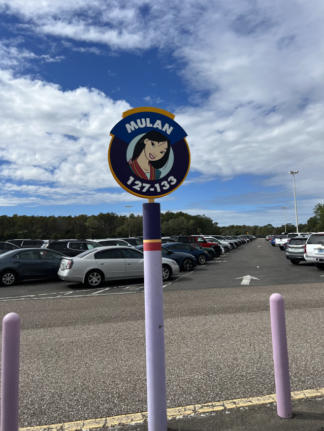 Sign for different parking zones at Disney World