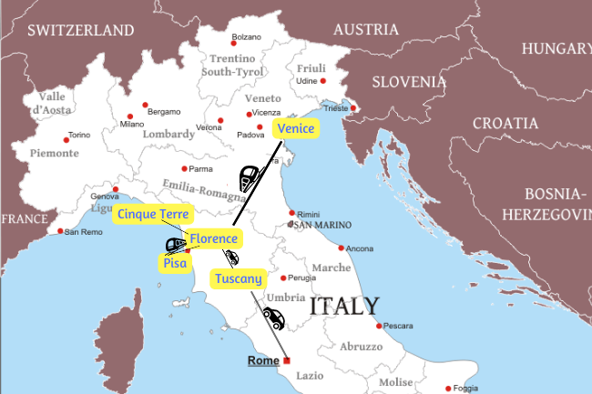 itinerary to tour italy