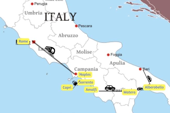 travelling around italy 10 days