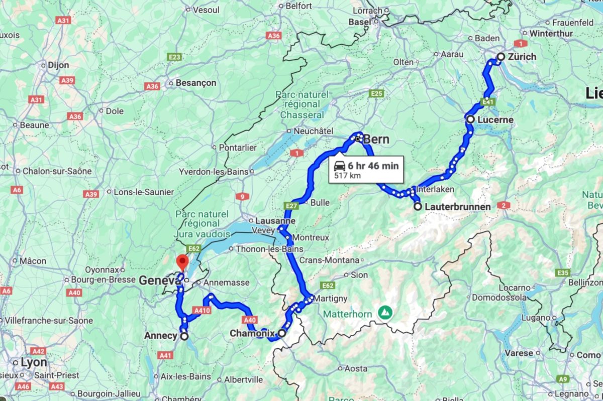 Switzerland and France itinerary