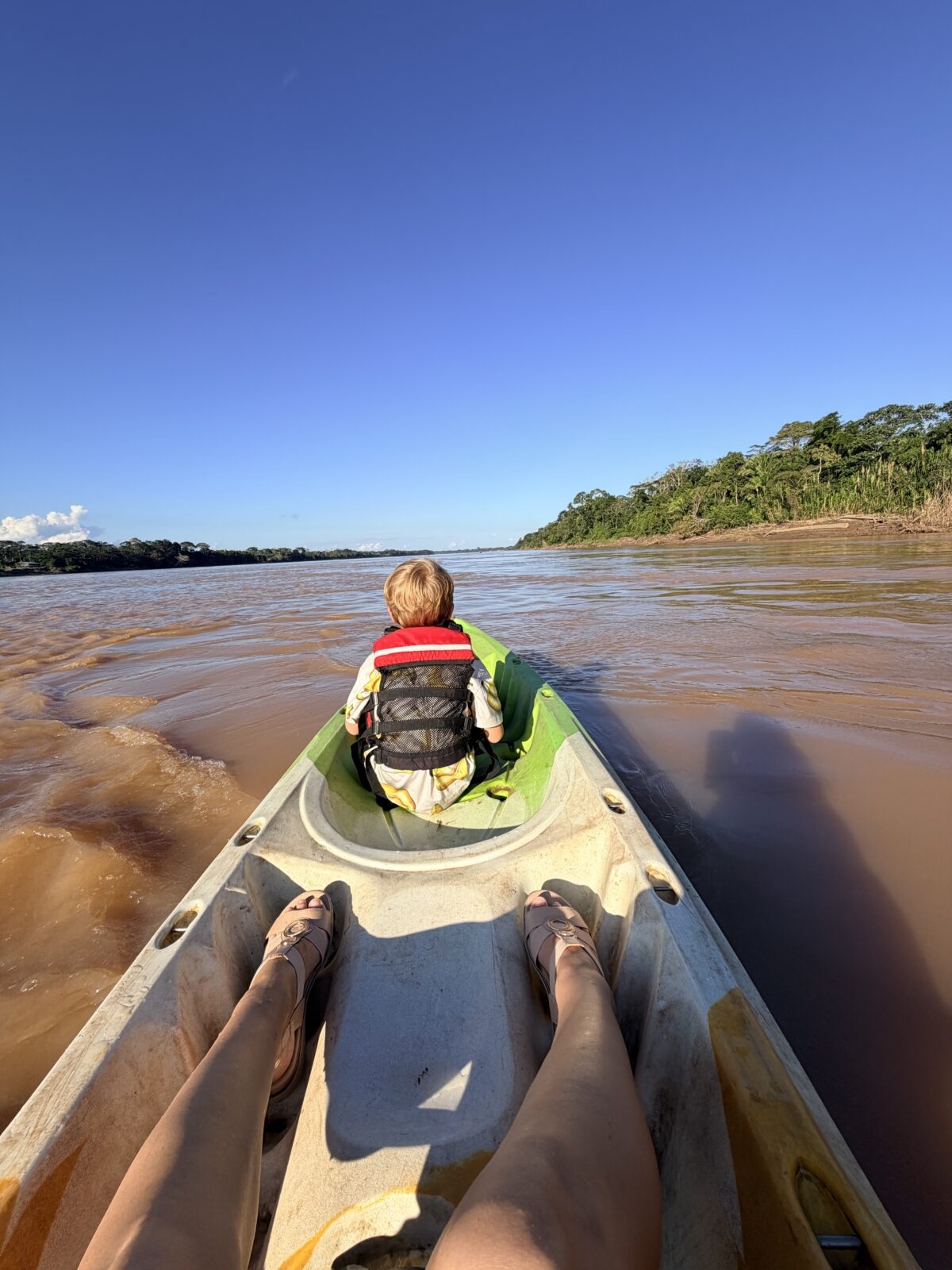 kayaking in the amazon with kids Tambopata River 